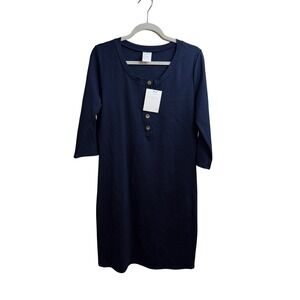 Lou Lou and Co‎ The Everyday Dress Sz M Maternity Nursing Navy Blue Comfy Casual